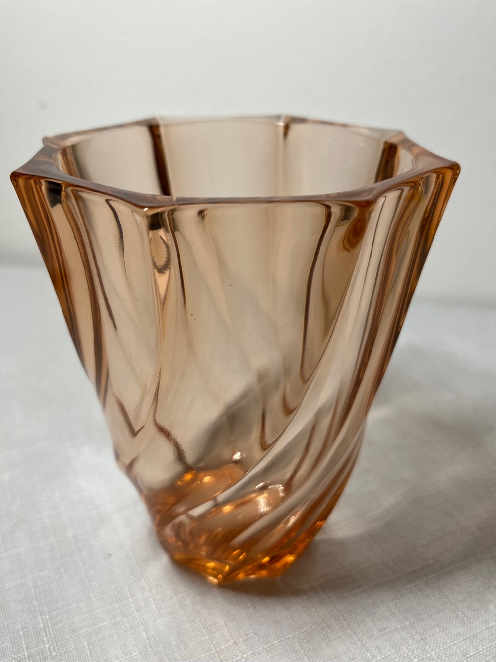 Blush Peach Swirl Glass Vase